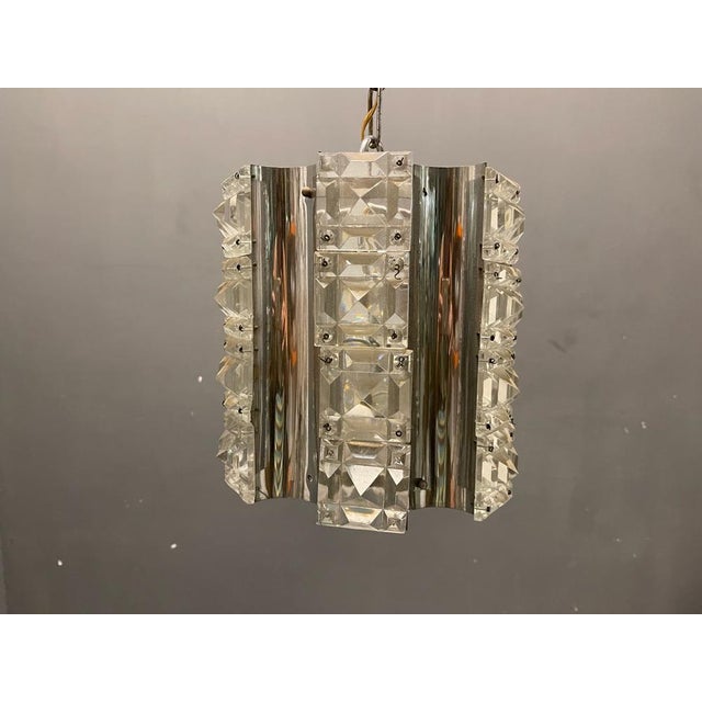 Cut Crystal & Chrome Pendant Light, 1970s For Sale - Image 11 of 14