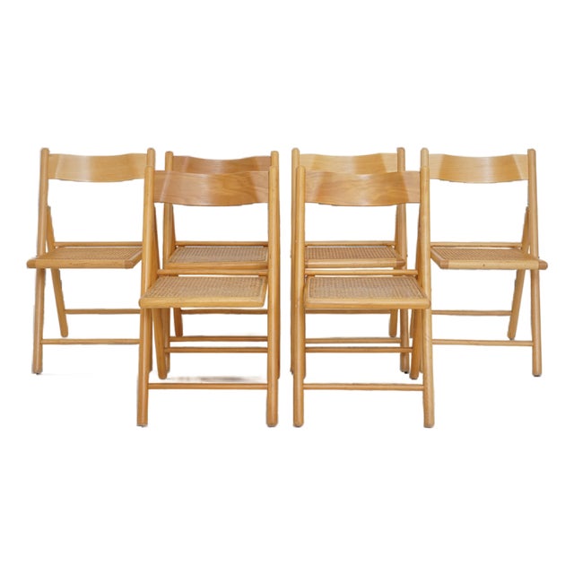Mid 20th Century Cane Folding Chairs For Sale
