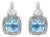 Sterling Silver Cushion Cut Blue Topaz and Diamond Accent Geometric Dangle Earrings For Sale