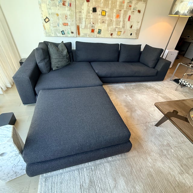 Metal Minotti Two Piece Sectional With Ottoman For Sale - Image 7 of 14