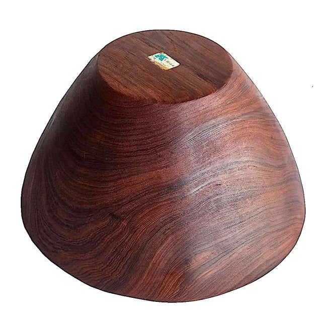 1970s Mid 20th Century Large Hand Turned Teak Wood Bowl For Sale - Image 5 of 14