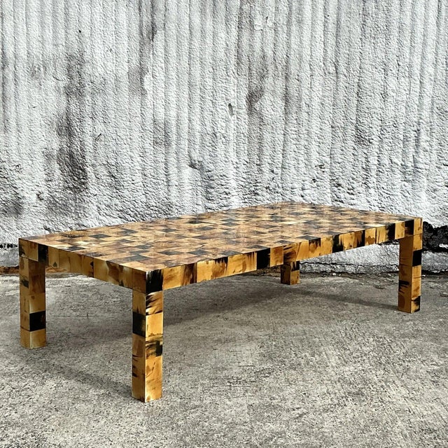 Coastal Vintage Boho Tessellated Horn Coffee Table For Sale - Image 3 of 10