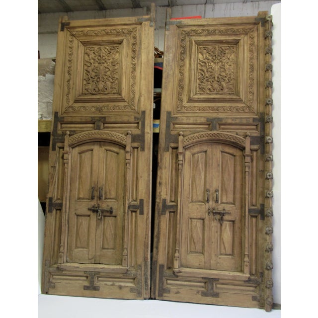 Vintage: Monumental Moroccan Large and oversized, carved wood and forged iron doors. These were purchased there and...