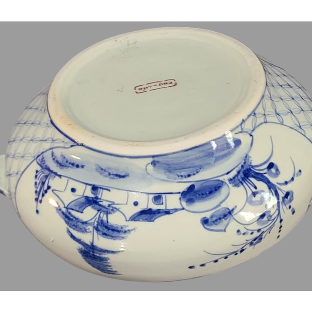 Blue Vintage Asian Saigon Blue and White Cho & Lon Covered Tureen Dish #1 For Sale - Image 8 of 12