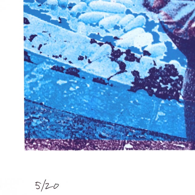 "Blue Swimming Pool Ap (5/20)" Contemporary Mixed-Media Painting by Marco Pittori For Sale - Image 4 of 5