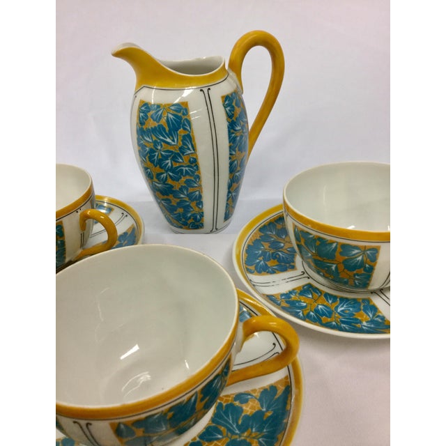 Ceramic E. Dumas Limoges France Teacups & Milk Pitcher - Service for 10 For Sale - Image 7 of 11