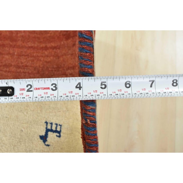 Gabbeh Rug 5'1'' X 7'5'' Ivory Wool Vintage Tribal Hand-Knotted Oriental Carpet For Sale - Image 11 of 12