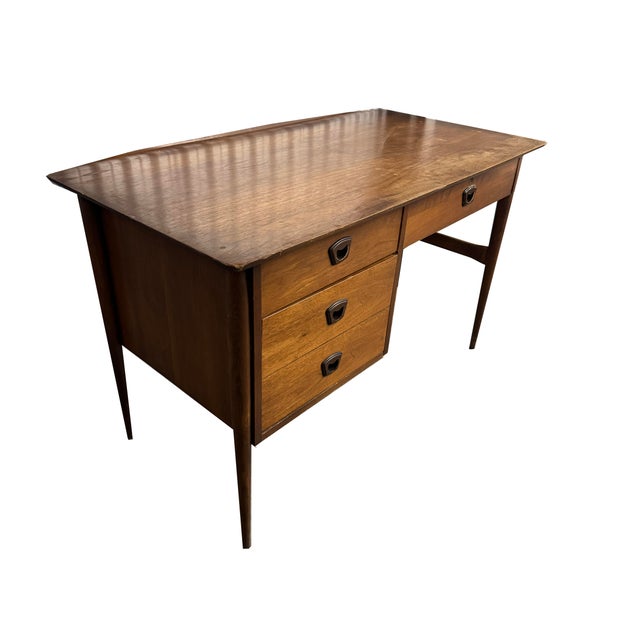 Classic Mid Century Danish Modern style writing desk made by Bassett, designed by Leo Jiranek, as part of the Artisan...