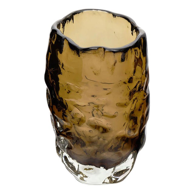 Tobacco Murano Glass “Burri” Vase For Sale