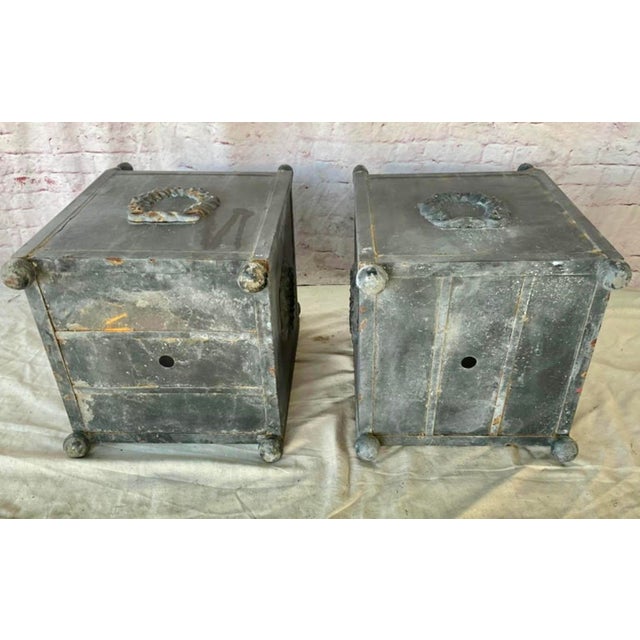 Neoclassical Metal Planters With Laurel Wreath Motif, Pair For Sale In Tampa - Image 6 of 11