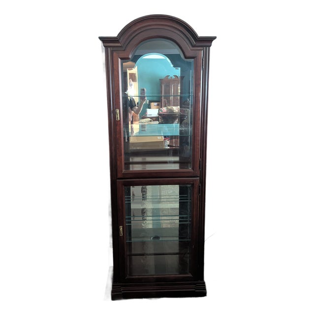 1980s Jasper Cabinet Company Cherry Curio Display Cabinet For Sale