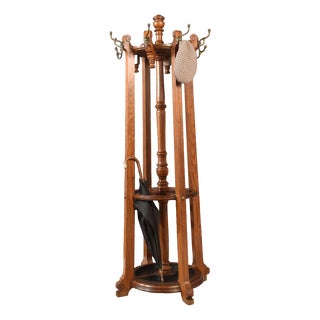 Large Oak Circular Hall Stand, 1890s For Sale