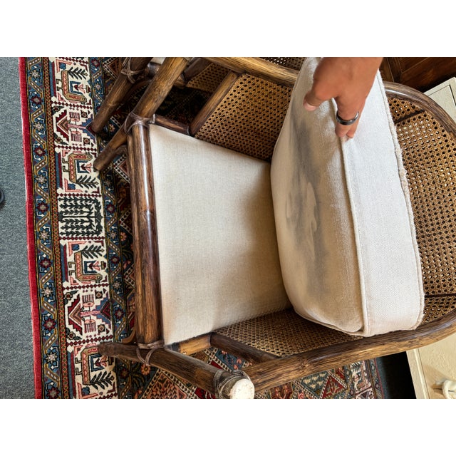 Brown McGuire Furniture Vintage Barrel Rattan & Cane Lounge Armchairs, Pair For Sale - Image 8 of 14
