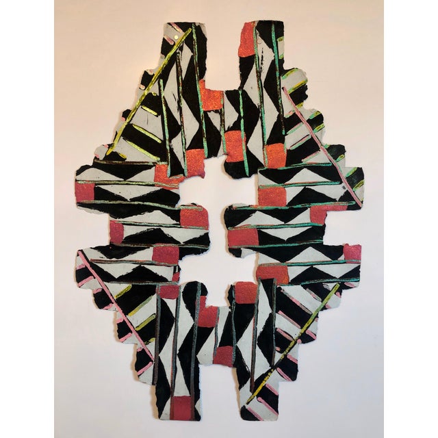 Sandy Kinnee, Abstract Modernist Colorful Mixed Media Art Screen-print Handmade Shaped Paper, c.1980's For Sale - Image 9 of 9