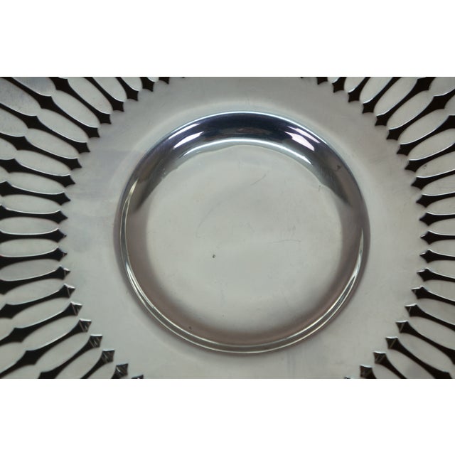 Late 20th Century Late 20th Century Reticulated Pierced Footed Silver Plate Cake Serving Tray Stand 10" For Sale - Image 5 of 9