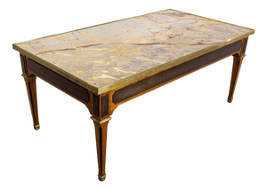 Classical French Cherrywood & Marble Top Coffee Table, 1960s