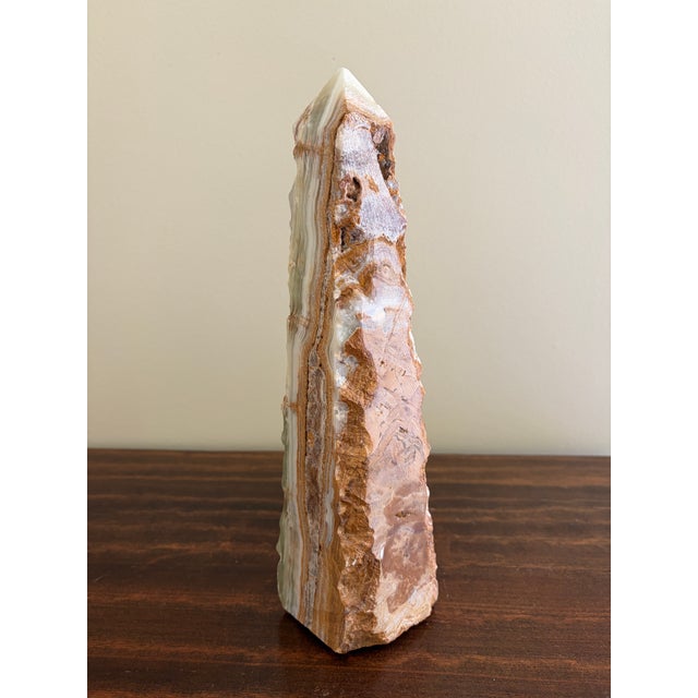 Neoclassical Solid Marble Green and Brown Obelisk For Sale In South Bend - Image 6 of 8