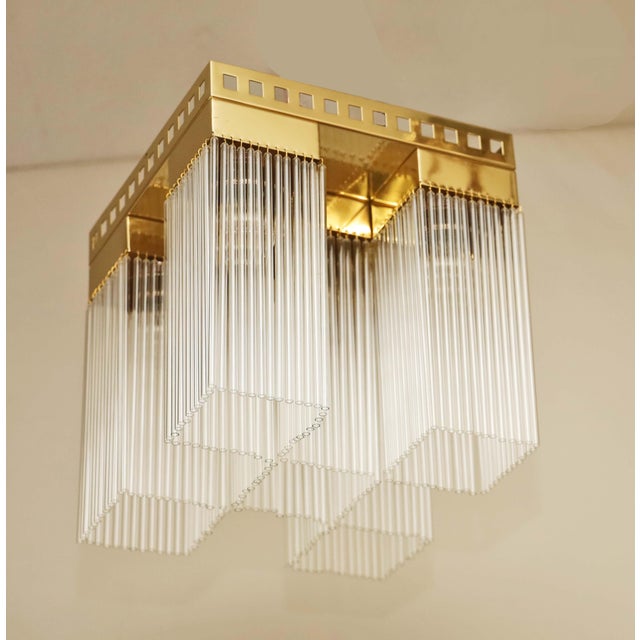 Gold Art Nouveau Brass and Glass Ceiling Lamp, 1890s For Sale - Image 8 of 9