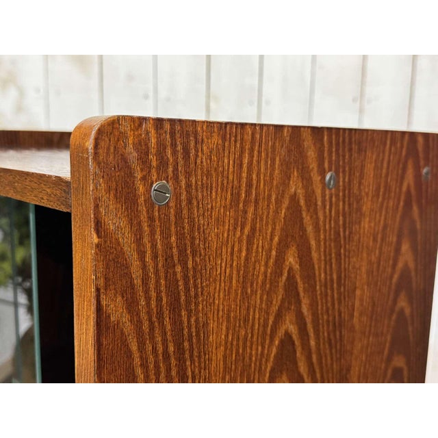 English Oak Bookcase with Sliding Doors, 1960s For Sale - Image 12 of 14
