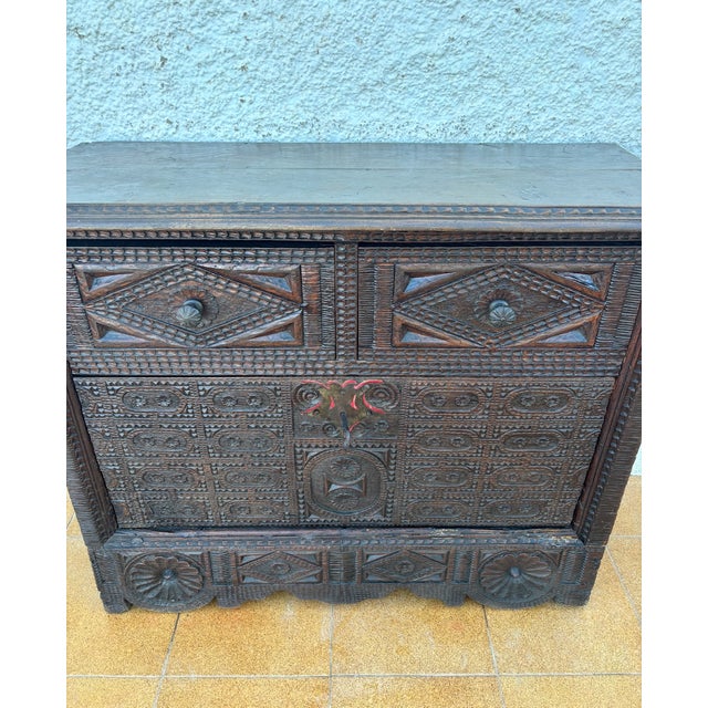 Spanish Renaissance Carved Cabinet with Drop-Front Door and Two Drawers, 1880s For Sale - Image 15 of 18