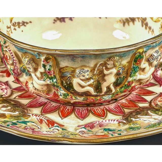 Rococo Porcelain Cup and Saucer from Capodimonte, 19th Century, Set of 2 For Sale - Image 3 of 7