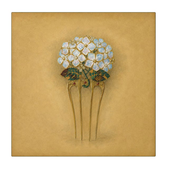 Not Yet Made - Made To Order Atelier Aria Lumae Eugene Grasset Art Nouveau Hydrangea Jewelry Study Fine Art Gallery Board Print 16 X 16 For Sale - Image 5 of 13