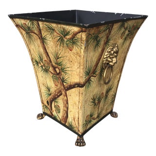 Vintage Asian Regency Style Tole Painted Planter For Sale