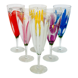 Easter Spring Flowers Wine/Champagne Glasses, Set of 6