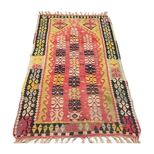 Vintage Turkish Wool Shabby Kilim Rug 150x88cm