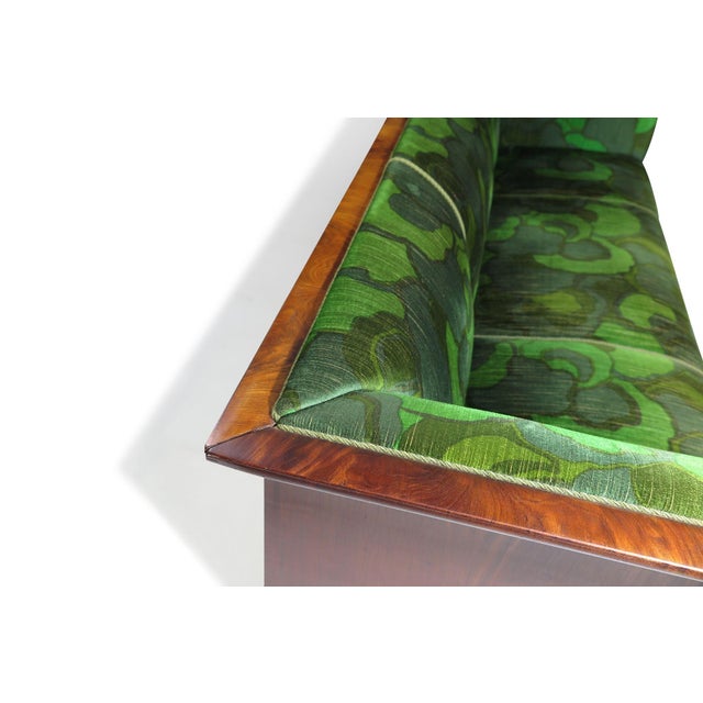 Green 1930's Attributed to Frits Henningsen Sofa With Dramatic Flared Arms of Mahogany. For Sale - Image 8 of 12