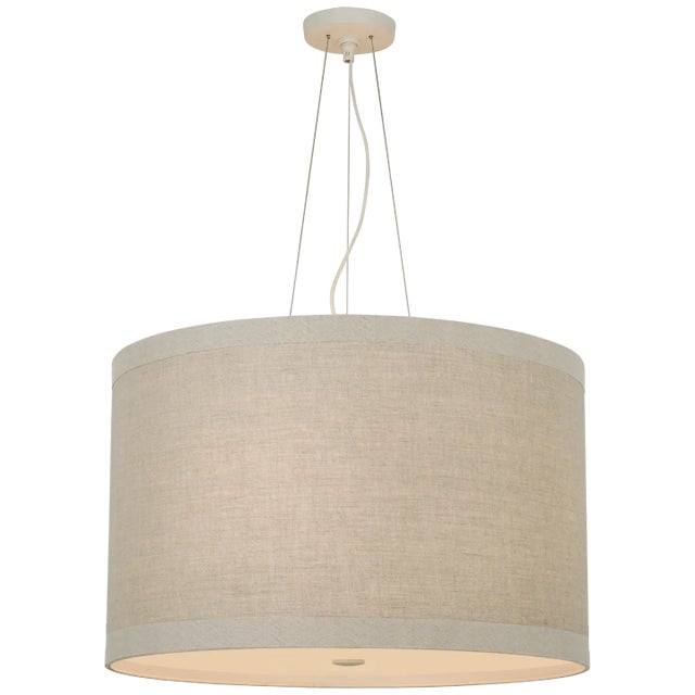 Walker Medium Hanging Shade in Light Cream with Natural Linen Shade Designer: kate spade new york Fixture Height: 14"...