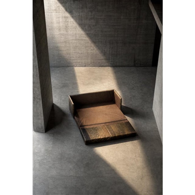 Vintage Mid-Century Modern Brutalist German Brown Leather 2-Seater Sofa, 1970s For Sale - Image 18 of 18