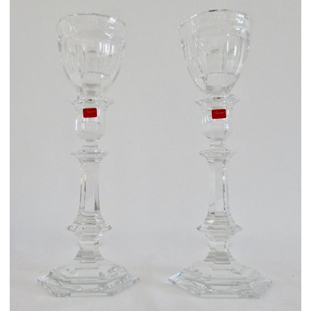 2000 - 2009 C .1998 Baccarat Crystal Candle Holders 3-Pc. Design by Philippe Stark + Flos Design -Pair For Sale - Image 5 of 15
