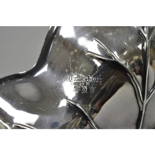 Silver Vintage Canterbury Silver Plated Miniature Leaf Shaped Trinkets Dish Set of 2 For Sale - Image 8 of 10