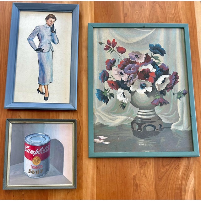 Vintage Mid-Century Vase of Poppies Still Life Painting For Sale - Image 4 of 6