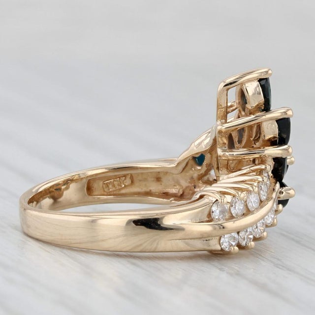 2.07ctw Blue Sapphire Cluster Diamond Ring 14k Yellow Gold Size 6.25 For Sale In Greensboro - Image 6 of 8