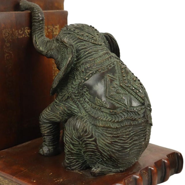 Elephant Bookends in Patinated Bronze, Set of 2 For Sale - Image 5 of 14