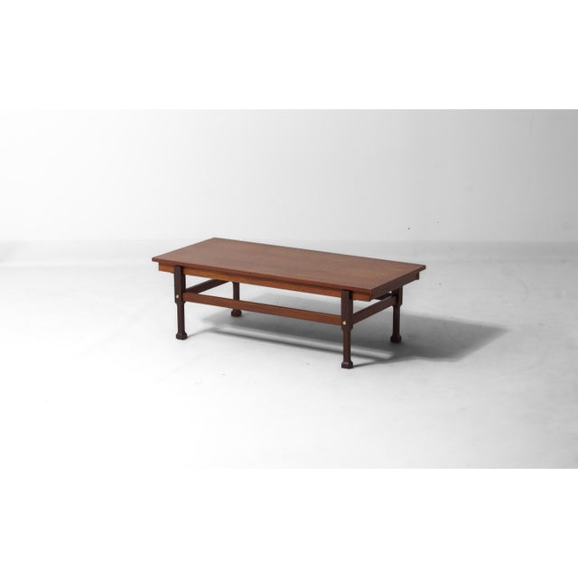 Wood Italian Coffee Table in Teak with Hidden Drawers, 1960s For Sale - Image 7 of 16