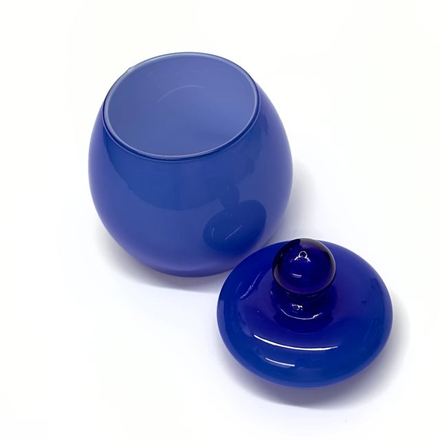 Mid 20th Century Primary Palette Glass Lidded Container Curation - Group of 3 For Sale - Image 5 of 10