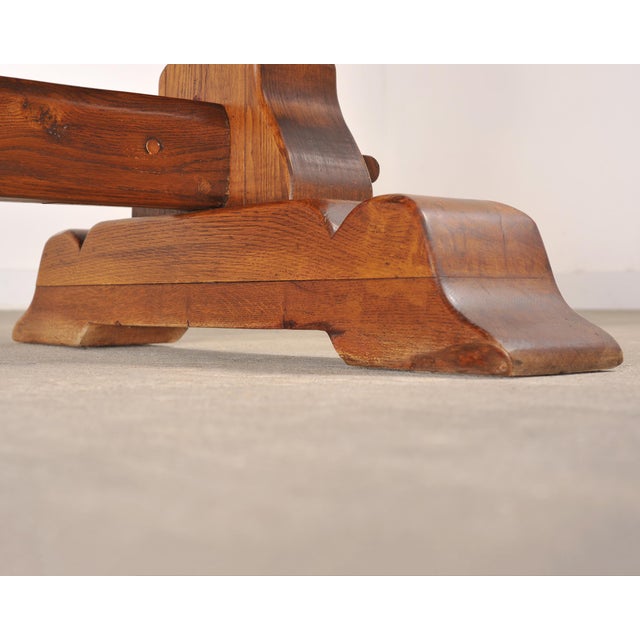 Wood Country French Provincial Oak Farmhouse Trestle Dining Table 10 Ft For Sale - Image 7 of 18
