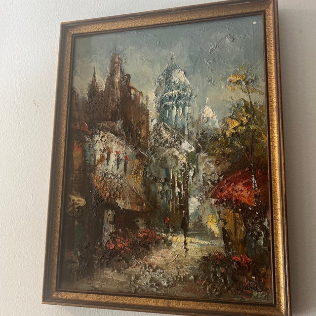 Impressionist 20th Century European School Impressionist Parisiene Street Impasto Oil on Canvas Framed Signed For Sale - Image 3 of 11