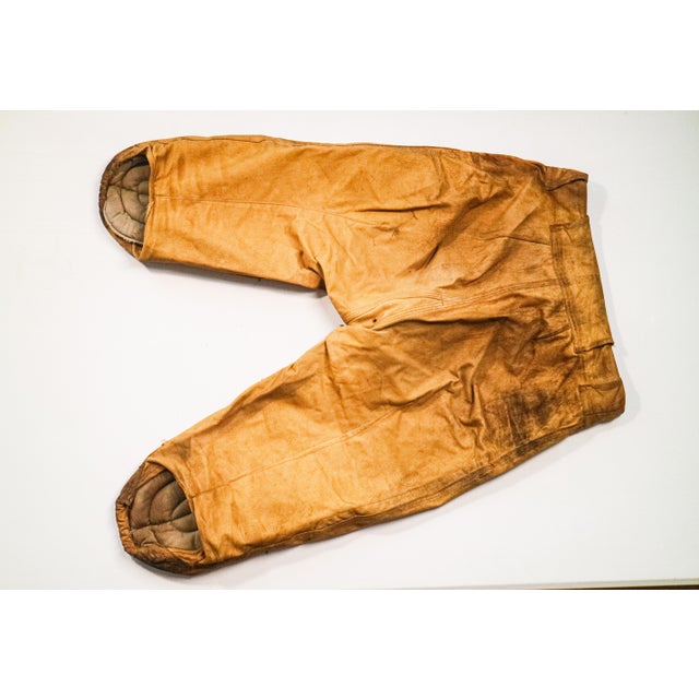 Yellow Amazing Game Played Antique Canvas Youth Football Pants Sports Team Memorabilia Man Cave Decor For Sale - Image 8 of 14