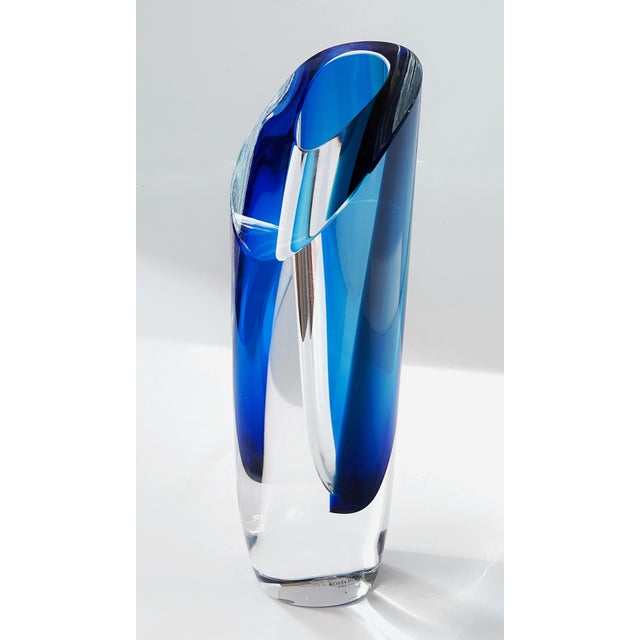 Goran Warff Kosta Boda Saraband Heavy Crystal Vase/Art Sculpture Blue and Teal 11" Tall 5.3 LBS For Sale - Image 15 of 18