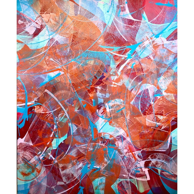 Early 21st Century 2005 Large Abstract Expressionist Gestural Oil Painting by Sheldon Berlyn, "Red White Blue" For Sale - Image 5 of 13