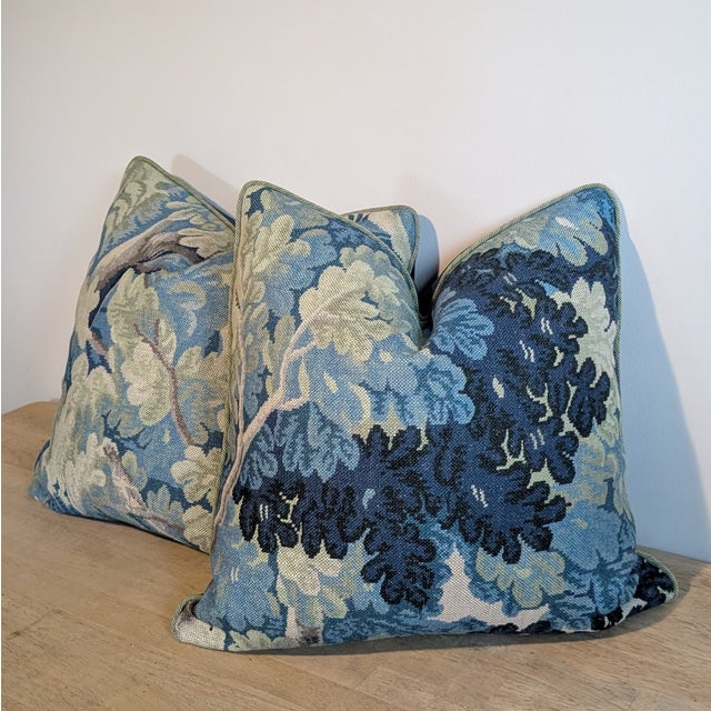 English Cowtan & Tout Richmond Pillows in Blue & Green - Pair For Sale - Image 3 of 7