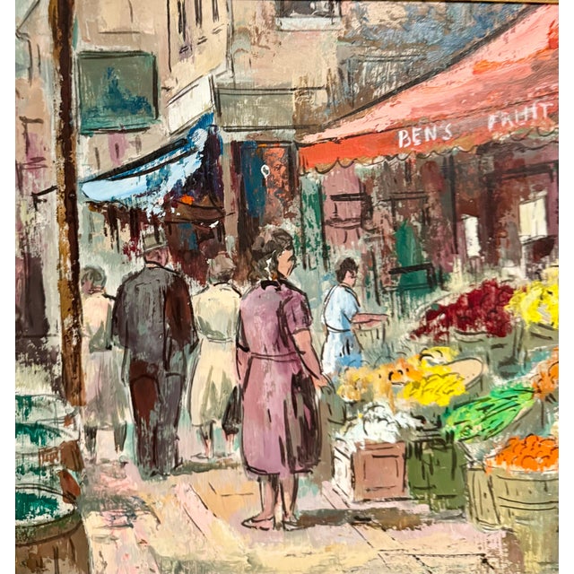 George Schwacha Jr, Modernist Oil Painting George Schwacha Brooklyn Street Scene Fruit Market WPA, c.1940's For Sale - Image 4 of 16