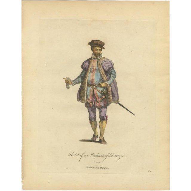 European School, Habit of a Merchant of Dantzic, 1749, Paper Engraving For Sale - Image 3 of 9