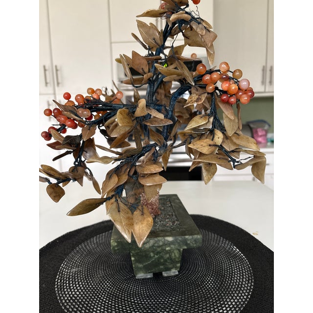 Chinese Hardstone and Gemstone Bonsai Tree Decor: Artisan Crafted using Jade Agate Semi precious Stones This is a...