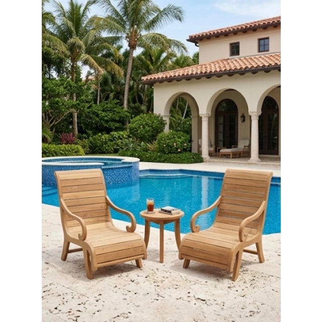 Pair of Vintage Solid Teak Sculptural Steamer-Style Chaise Lounge Chairs For Sale In West Palm - Image 6 of 12