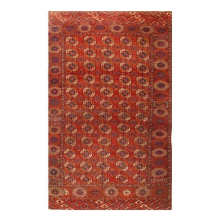 Late 19th Century Antique Russian Tekkeh Rug - 7′1″ × 11′9″ For Sale